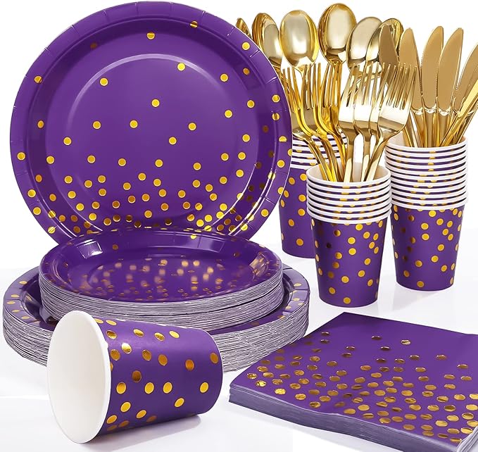 JOYOCEAN 175pcs Purple Party Decorations, Purple Party