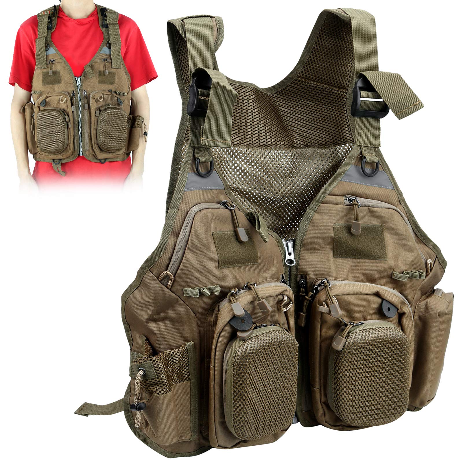 Chaqueta de Pesca al Aire Libre, Chaleco Deportivo de Pesca al Aire Libre, Chaquetas de Pesca Profesionales con múltiples Bolsillos, Chaleco para Hombres