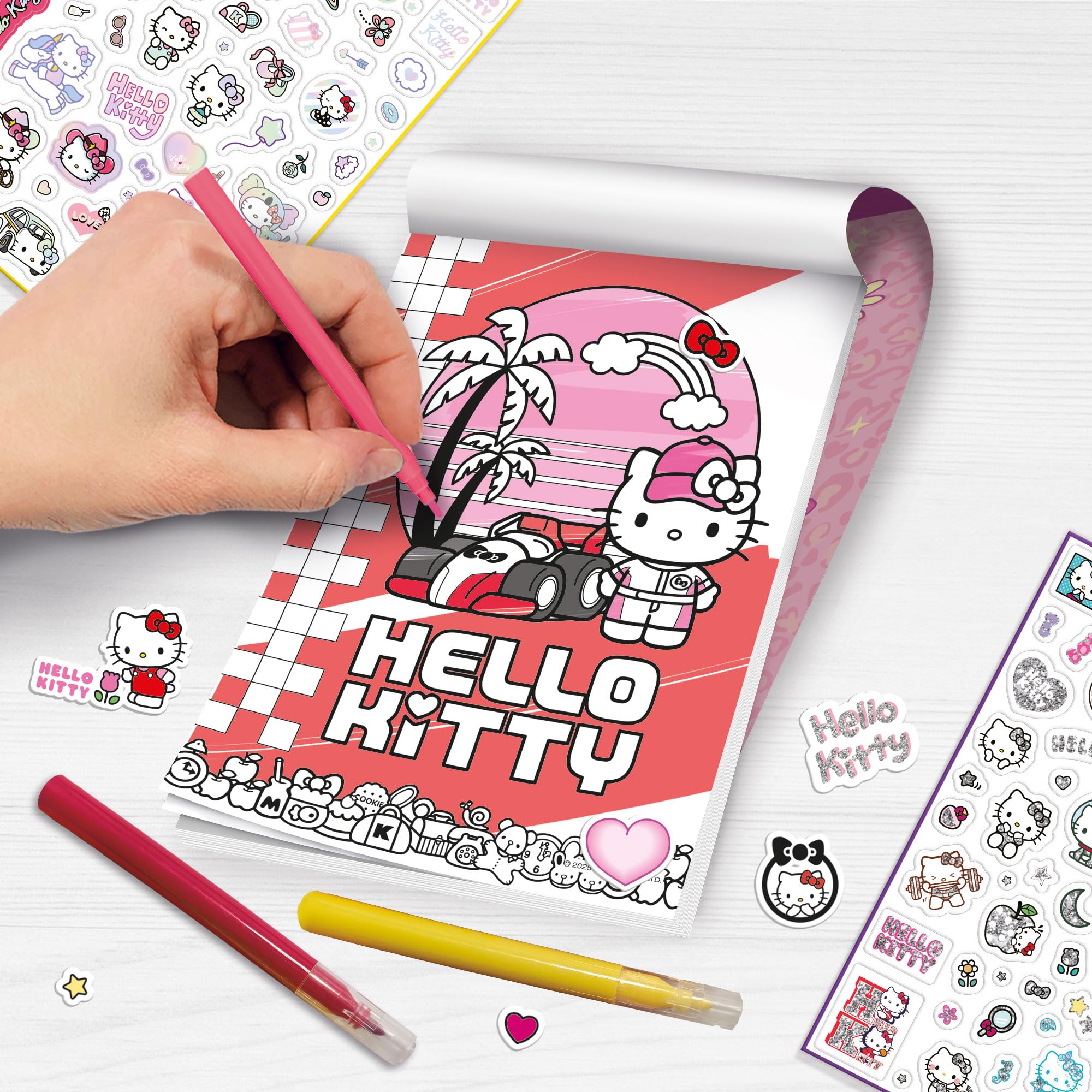 Lisciani, HELLO KITTY AND FRIENDS, Sticker And Coloring Book For Kids Ages 5+, Creative Set including 20 Pages, 200 Puffy - Image 4