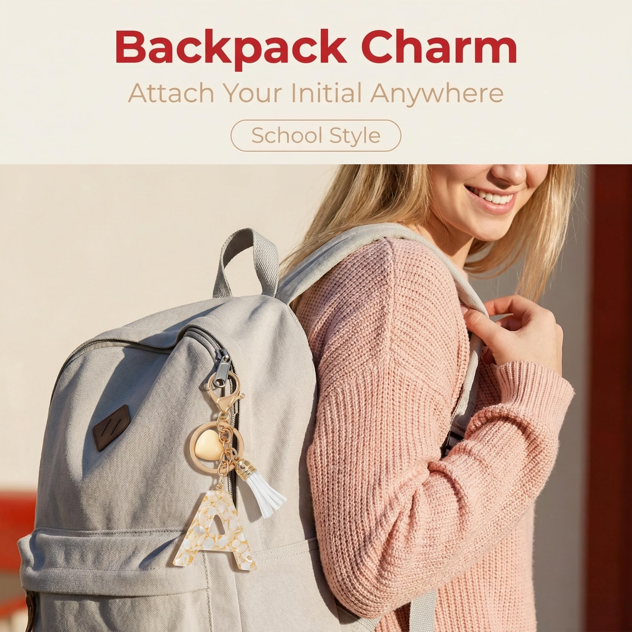 Llaveros Letras Corazón Blanco, Regalo Original para Novia,Llaveros Personalizados con Iniciales para, Porta Llaves Romántico para Mochila y Coche — view 5