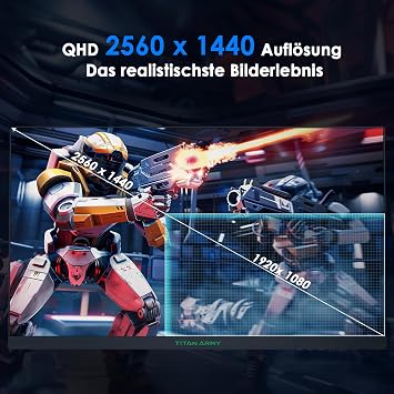 TITAN ARMY 240Hz 1440P Gaming Monitor 24.5 Inches QHD 2560 x 1440 Fast IPS 1ms GTG Adaptive Sync Frameless Monitor 126% sRGB HDR10 Low Blue Light 100 x 100 VESA HDMI 2.0 DisplayPort 1.4 P2510S