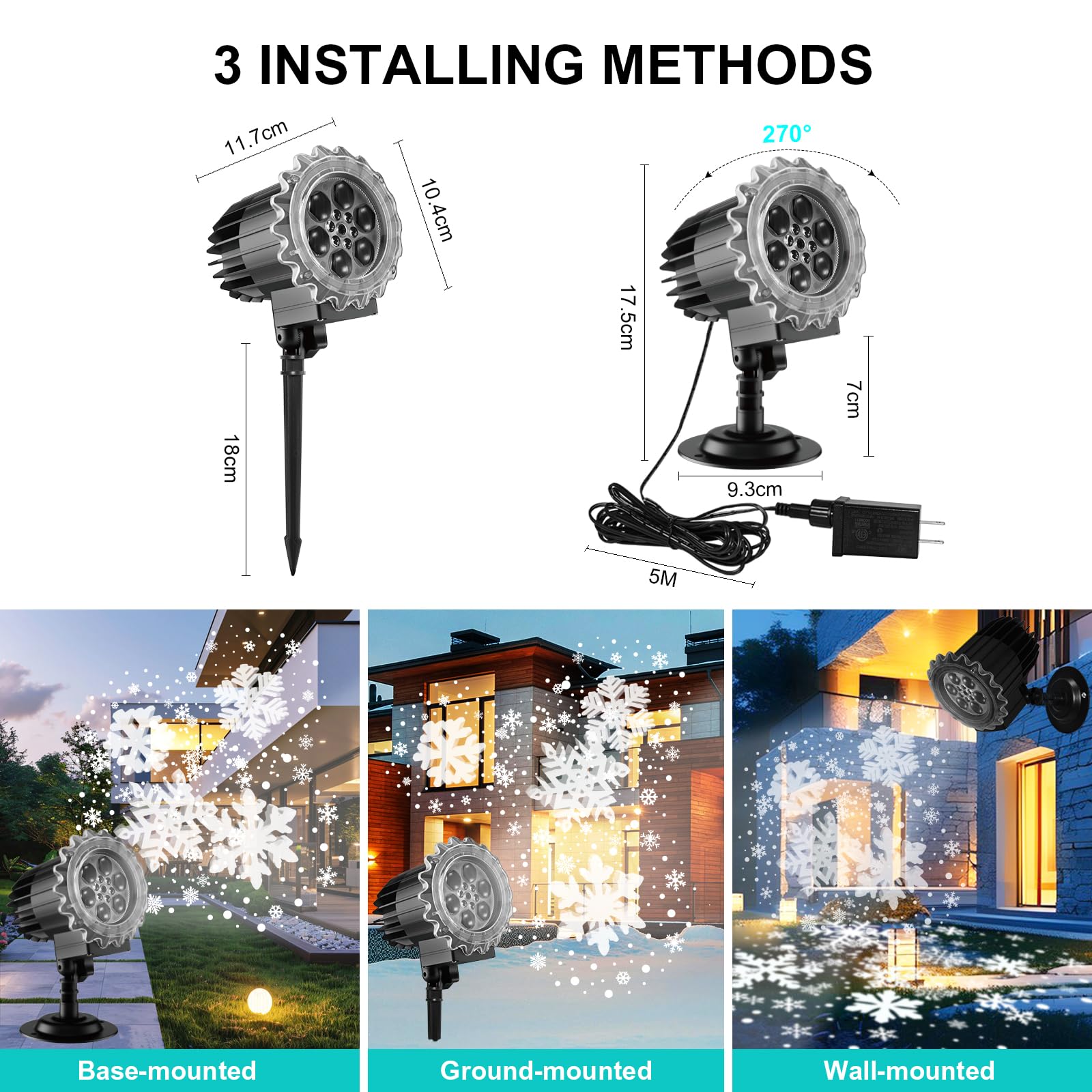 Decoración Navidad,Segotendy Proyector Navidad Exterior Alto Brillo,Luces Proyector Copo de Nieve Interior,Impermeable Lámpara de Nieve Proyección para Cotillon Nochevieja,Fiesta,Jardín,Casa,Regalo