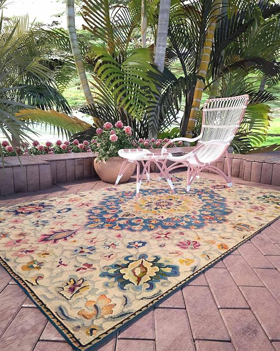 Retro Turkish Tradition Flower Area Rug, Living Room & Bedroom Decor, Medieval Ethnic Pattern Plush Carpet 36x60in