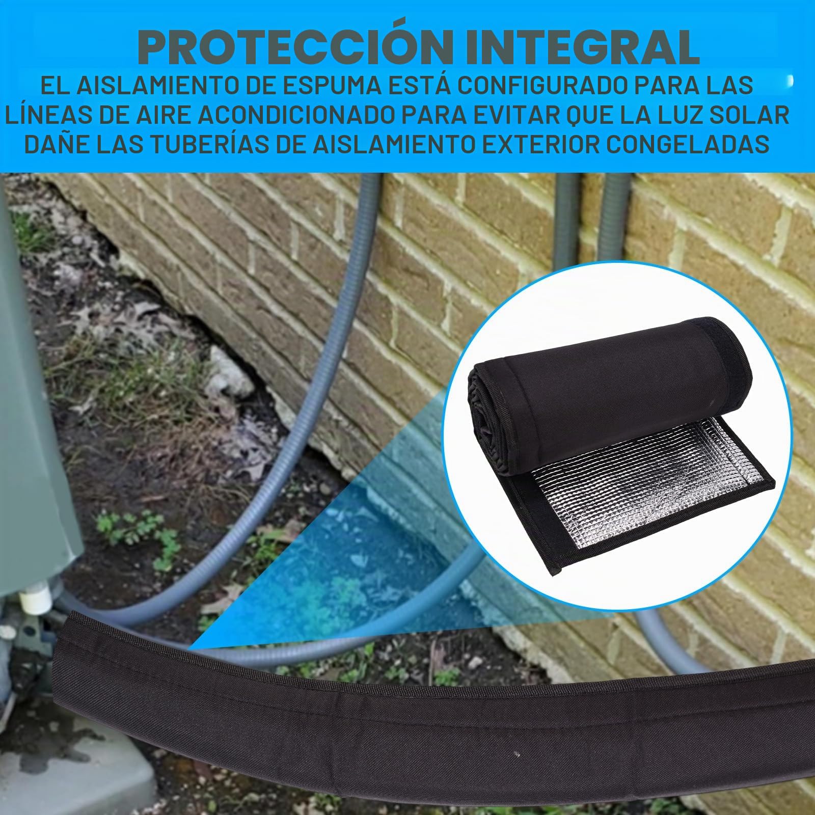 Cubierta Aislante para Tuberías, 183x26cm Cubierta Protectora Aislante Tuberías Aire Acondicionado Exterior Oxford con Revestimiento Aluminio para Protección Exteriores