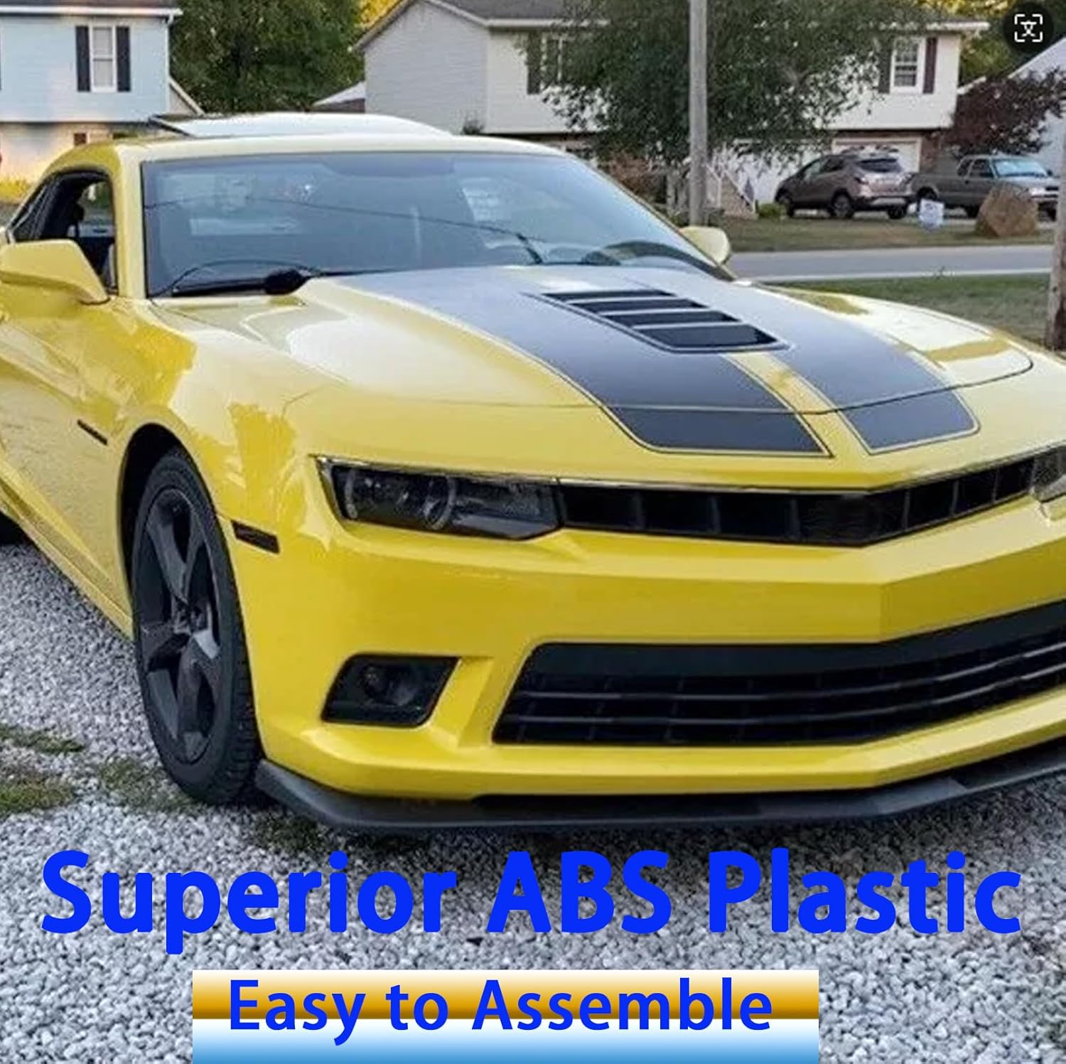 Front Hood Scoop Vents Grille Compatible with Chevrolet 2014-2015 Chevy Camaro Replacement 22828242, GMBHO00017, Matt Black Color