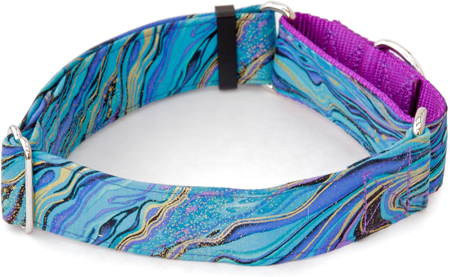 Caninus Collars Marbled w/Gold Dog Collar - 5/8" - 2" Widths - Buckle & Martingale (Martingale w/Buckle Collar, XXL - 2" Width)
