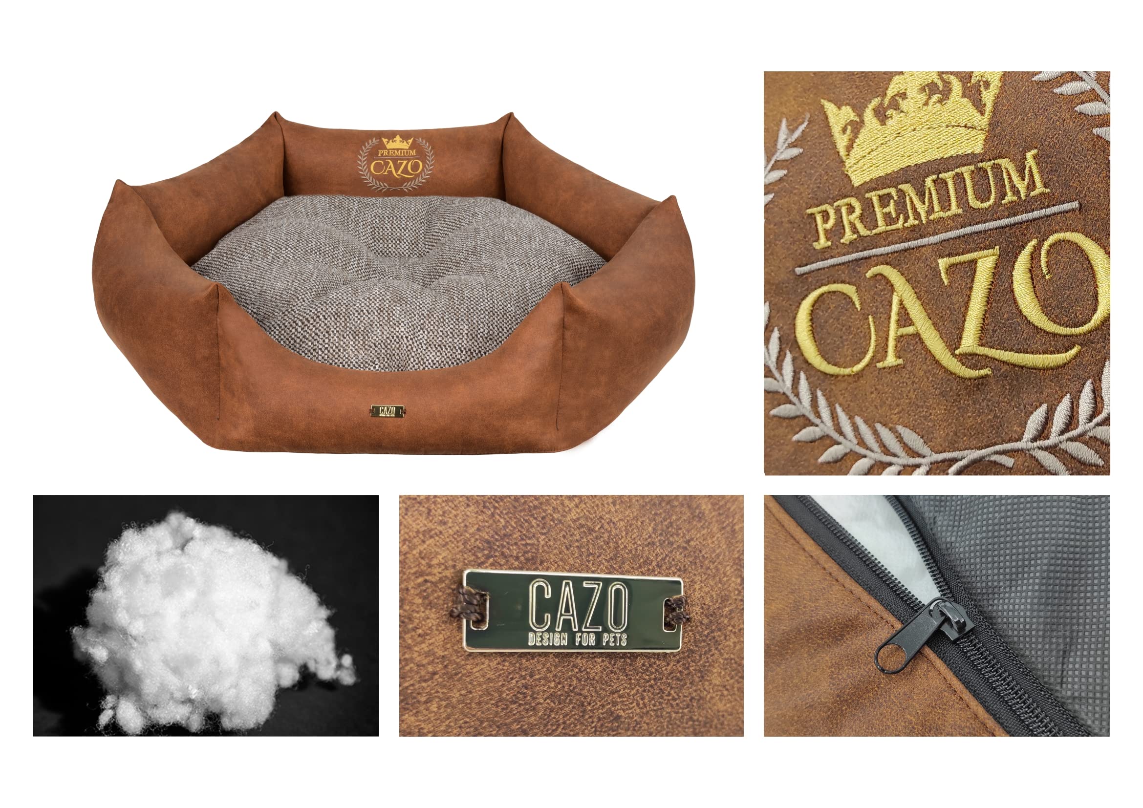 Puchowe legowisko CAZO Premium dla psa lub kota ø 85cm, wymiar wewnętrzny ø 60cm, brązowe, rozmiar L, LPM0204/B