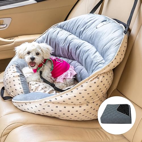 Asiento de automóvil para perros con almohadillas lavables de entrenamiento para cachorros medianos y pequeños, desmontable y portátil, asiento