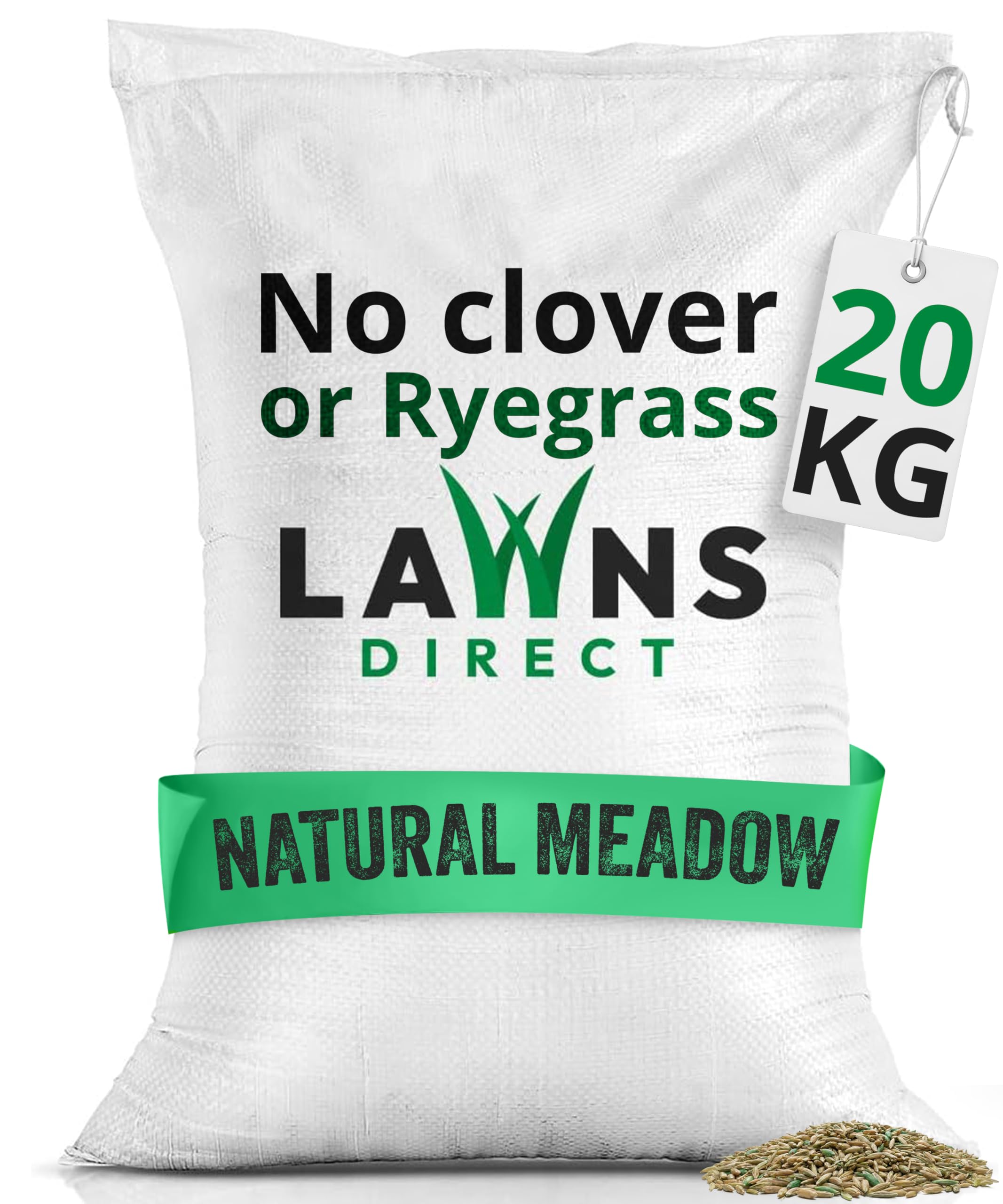 Lawns Direct™ EquiGrass™ Professional Horse and Pony Natural Meadow Grass Seed Mix (Without Clover or Ryegrass) (20kg) Covering 2 Acres