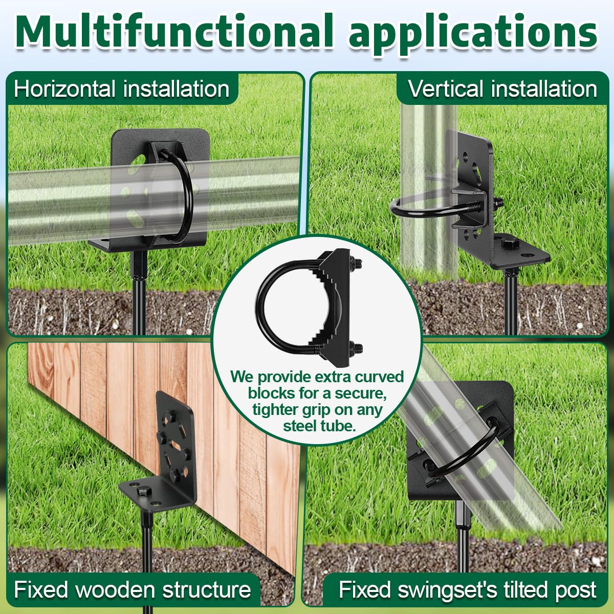 4 tasselli da 50,8 cm a vite, resistenti per trampolino con staffe, ancoraggi multiuso per casa, capannoni, altalene, set di ancoraggi per giardino, recinzione, posto auto coperto