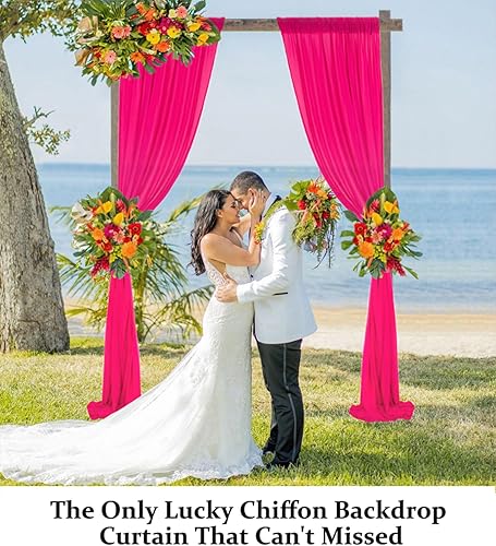 Miniatura 2 de DUOBAO Cortina de gasa rosa intenso, 2 paneles de 29 pulgadas (29.1 in de ancho) por 120 pulgadas de largo, cortinas de gasa para boda, cortinas de