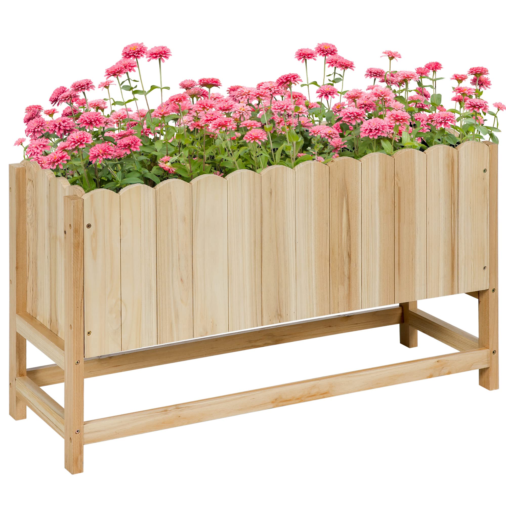 Outsunny Fioriera Verticale e Salvaspazio in Legno di Abete, Orto Rialzato da Esterno con Foro di Drenaggio e Rivestimento Interno, per Fiori e Verdure su Giardino, Balcone, 86x30x50 cm, color Legno
