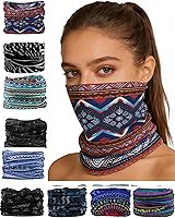Vista 14 de KINREE 9PCS Face Mask Bandanas Headband Head Wrap Scarf Neck Warmer Headwear Balaclava for for Dust Sun Wind