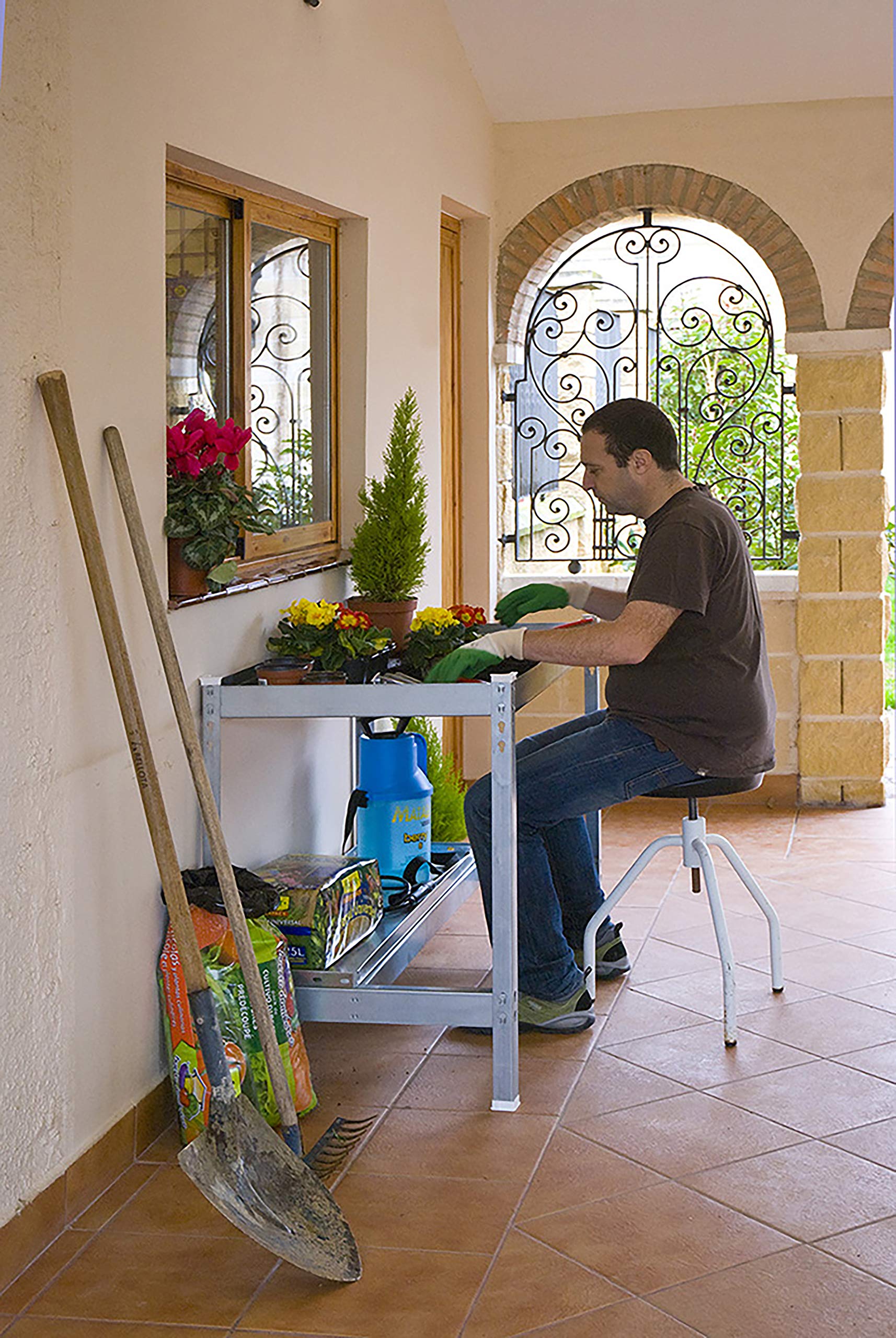 Simon Rack Mesa Jardinería, 840x1500x600 mm, Huerto Metálico, Galvanizado -Simon Garden