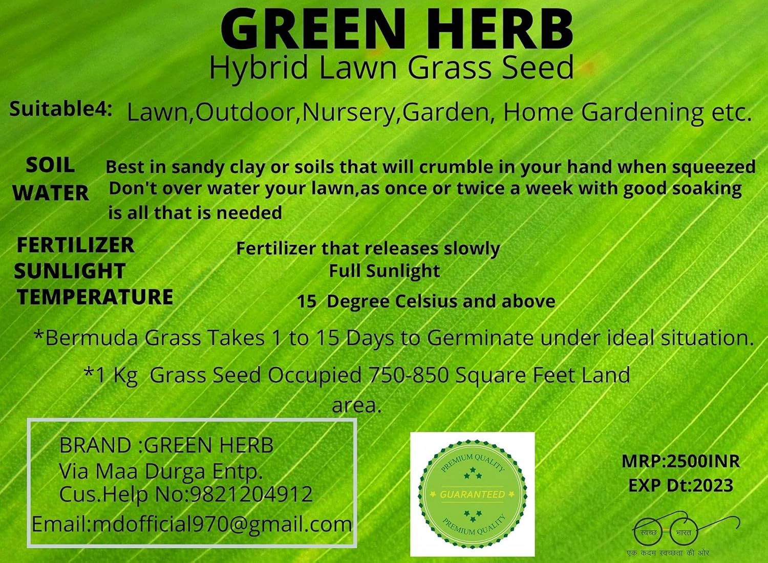 Green Herb Bermuda Grass Seed500 gm Amazon.in Garden & Outdoors