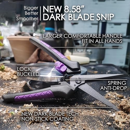 Miniatura 2 de Tijeras de jardín con hoja de resina antiadherente, tijeras de podar de precisión de 8.58 pulgadas, tijeras de podar de agarre más grande, tijeras