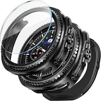 LETOID 3 in 1 Metal Case for Samsung Galaxy Watch 8 Classic Screen Protector 46mm, Stainless Steel Protective Bumper Face, Hard PC Back Cover and 9H Tempered Glass Film for Galaxy Watch 8Classic
