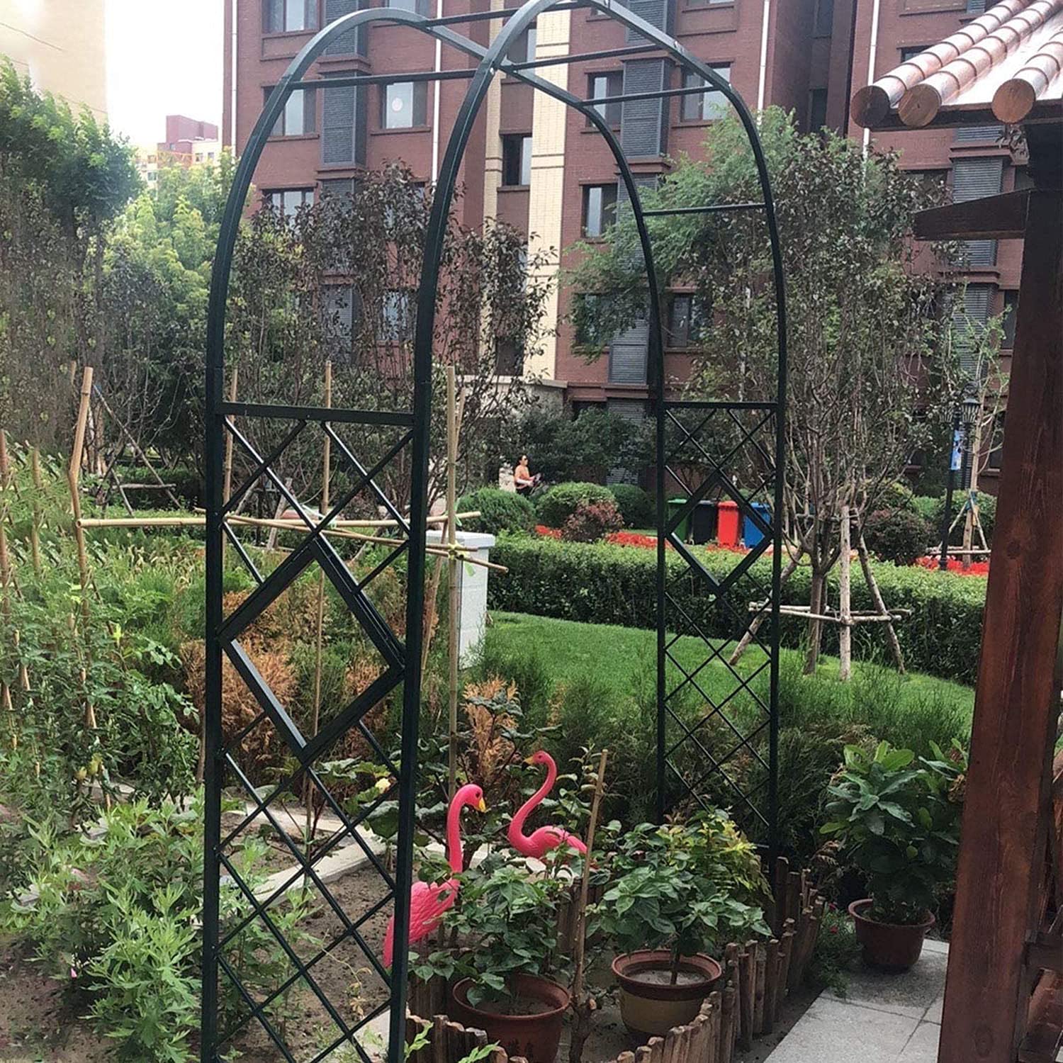 Pergola ogrodowa z metalu, łuk różany, pergola, do ogrodu, na trawnik, podwórko, taras, wesele, czarny - 180 cm