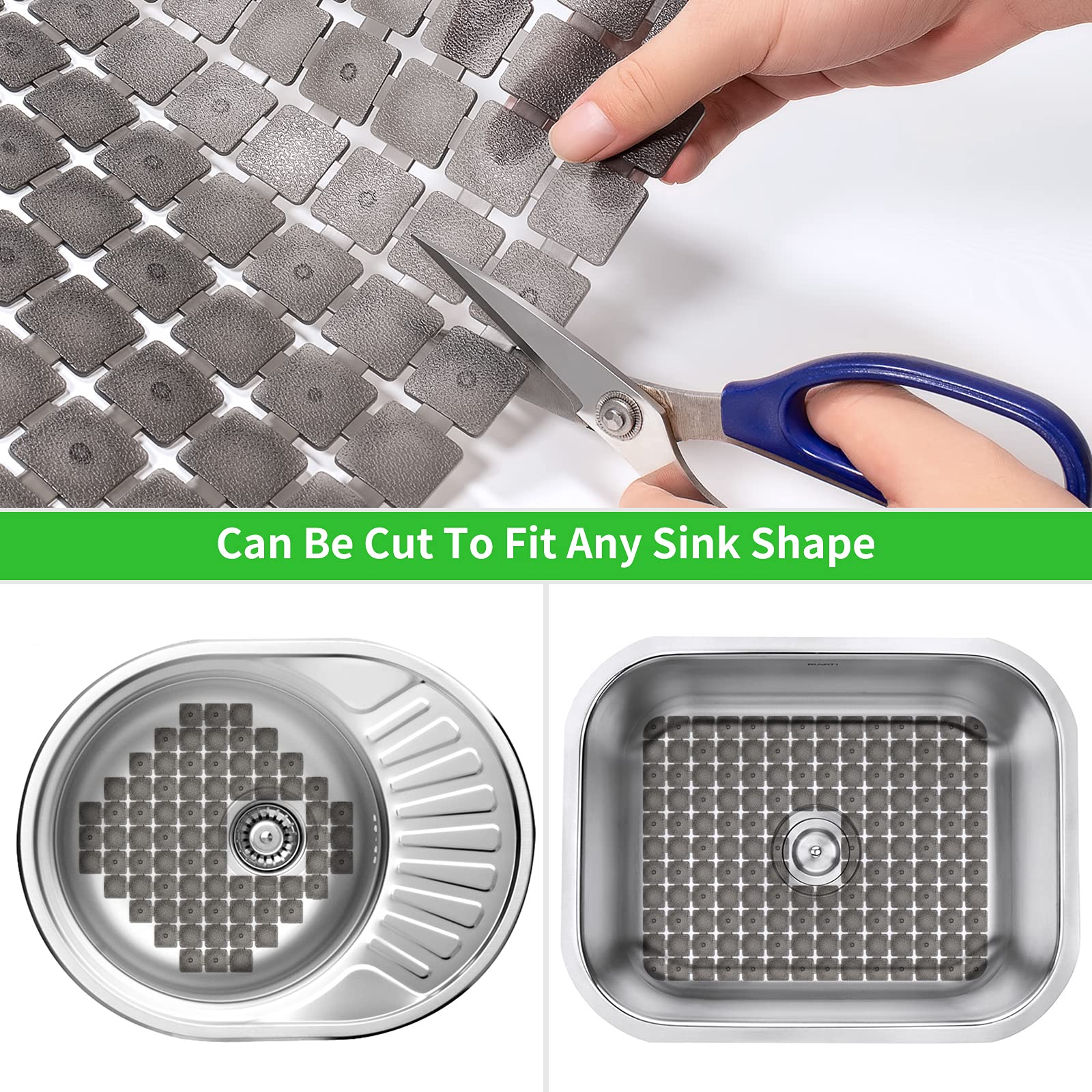 Confezione Da 2 Tappetini Per Lavello Da Cucina In Acciaio Inox Protezioni Per Il Fondo Del Lavello In Pvc Ecologico Regolabili Drenaggio Rapido Motivo A Pois 30 X 40 Cm Nero 91676766