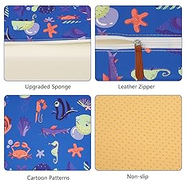 Toddler Booster Seat for Dining Table, Stronger Support Non-Slip Bottom Double Safe Straps Booster Seat Dining Toddler, Portable Travel Increasing Cushion (Blue)