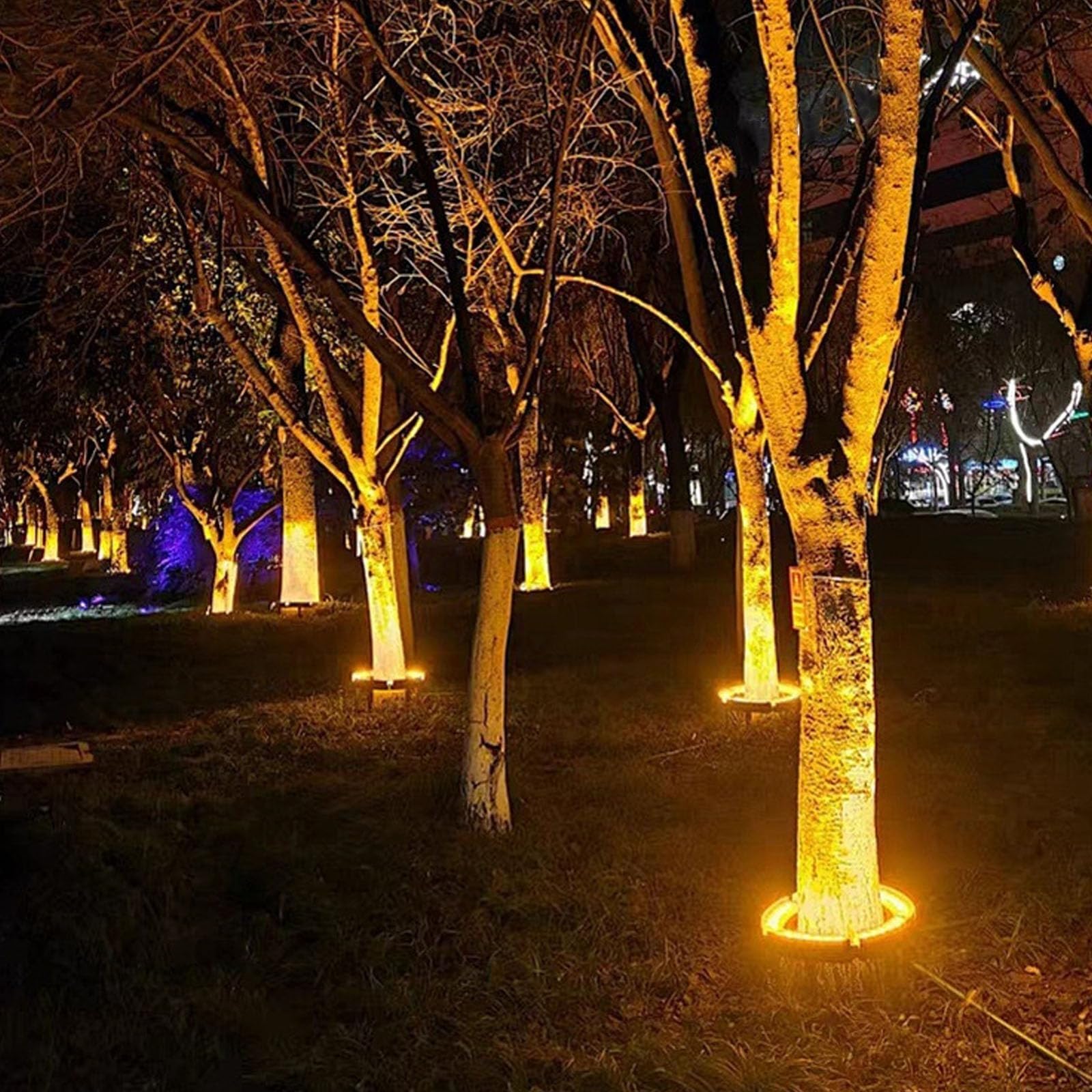 Luz De Alta Luminosidad Para Árboles,Lámpara Paisajística,Foco LED Anular Impermeable IP65 Para Palmeras,Iluminación Colorida Para Árboles En Jardines Y Exteriores(Warm Light,60W(24V))