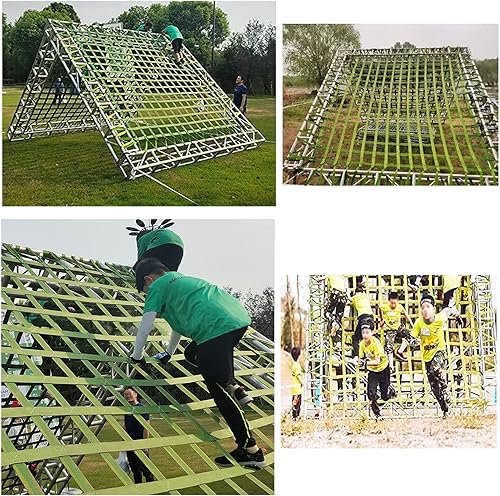 Miniatura 7 de DREAMOSA Red de carga, red de carga de escalada, juego de columpios de escalera de gimnasio de selva, casa del árbol al aire libre, línea ninja, red