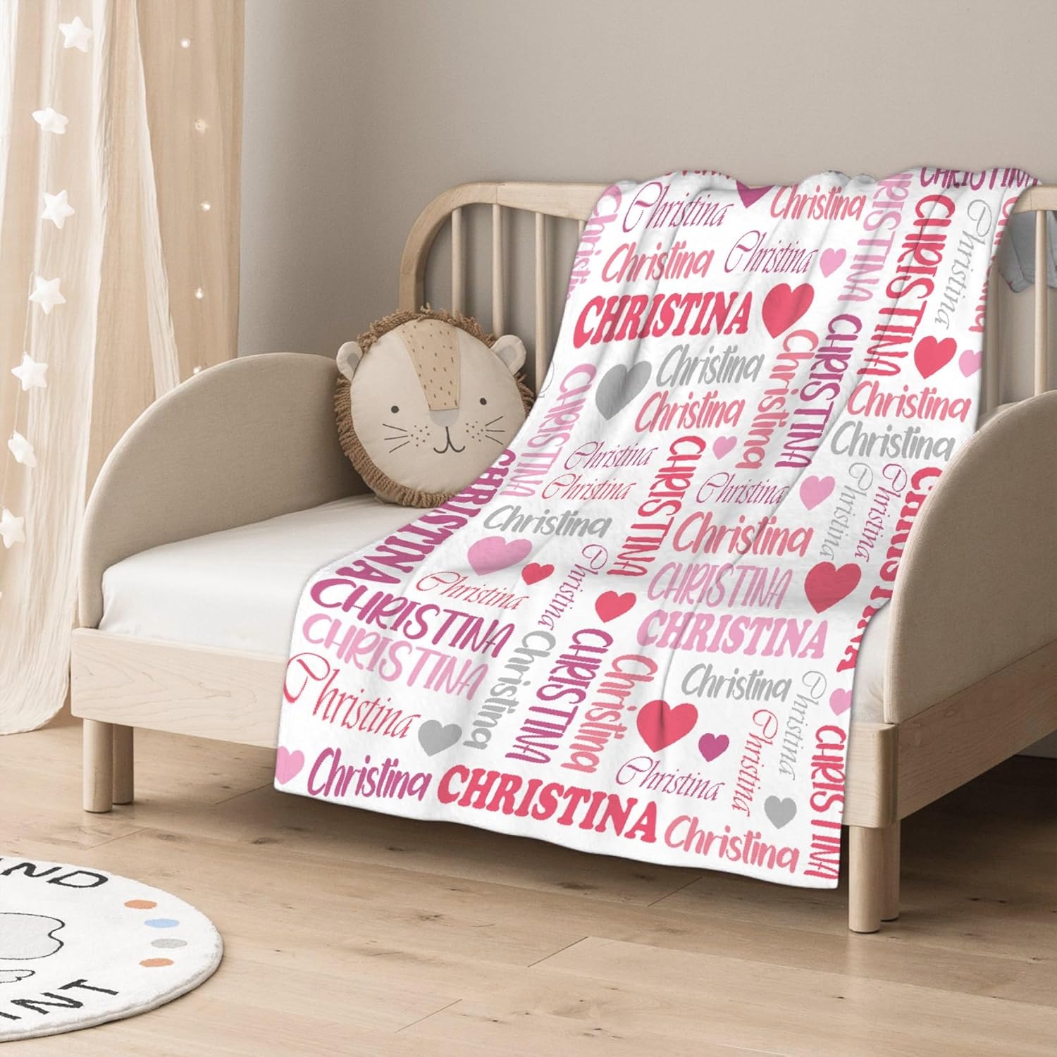 Personalized Baby Blanket for Girls Boys Name Custom Baby Blanket with Name Swaddle Blanket for Toddlers Infants Kids Shower Newborns Nursery Stroller Crib Decor Throw Birthday Gift