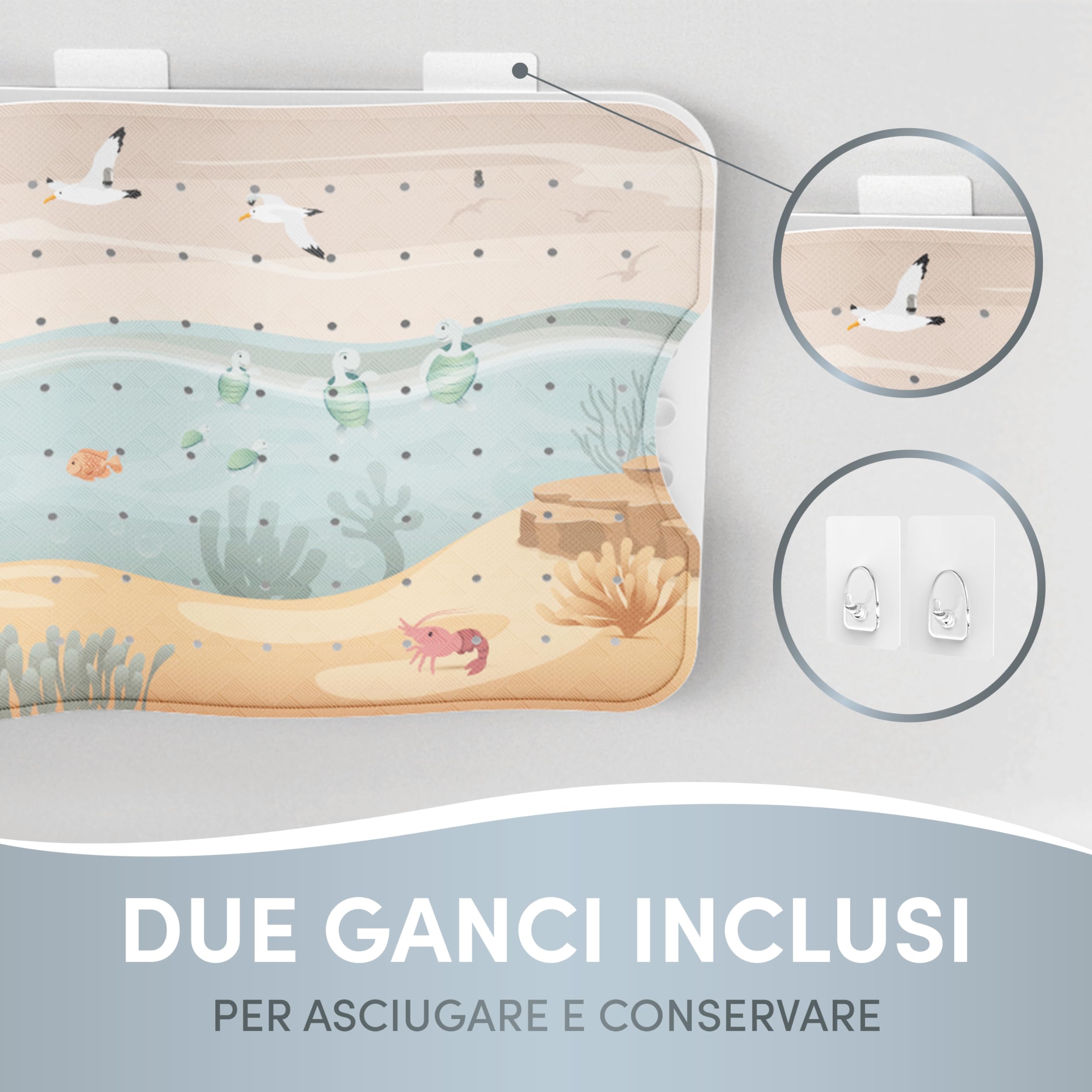 avakido® Tappetino vasca antiscivolo bambini - Senza BPA, resistente alla muffa e lavabile in lavatrice - Tappeto per vasca da bagno sicuro