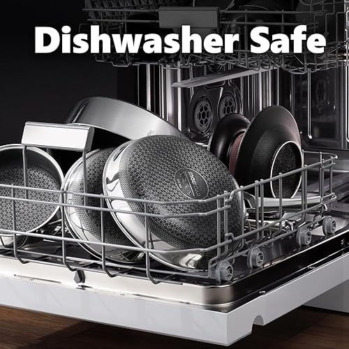 Miniatura 5 de Sartenes antiadherentes de 12 pulgadas, sartenes híbridas antiadherentes con tapa, sartenes de acero inoxidable antiadherentes, aptas para