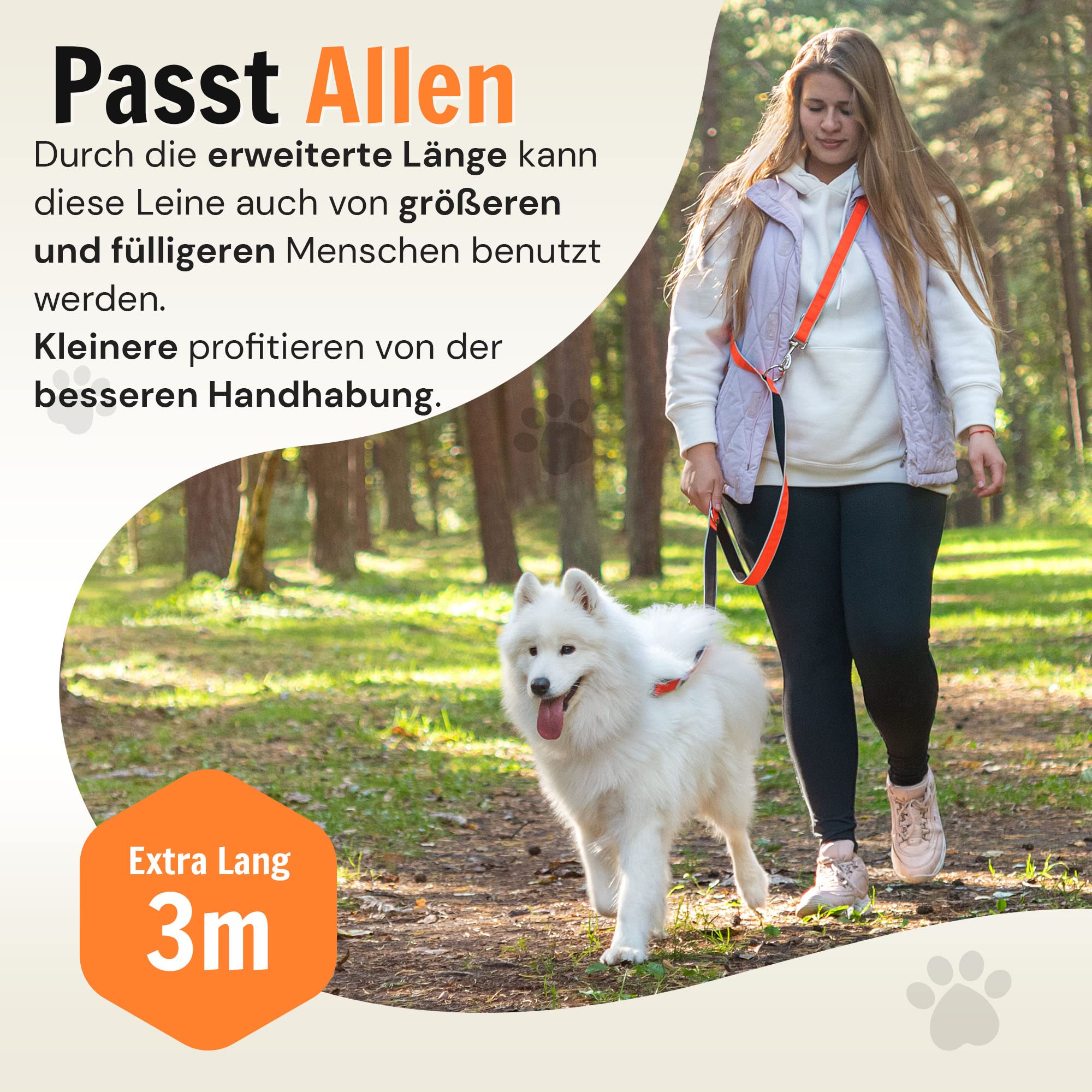 Hundefreund 6-in-1 Multifunktionsleine - Verstellbare Hundeleine 3m für mittlere und große Hunde mit 3 Ringen - Reflektierende Umhängeleine, Führleine und Schulterleine zum Umhängen in einem