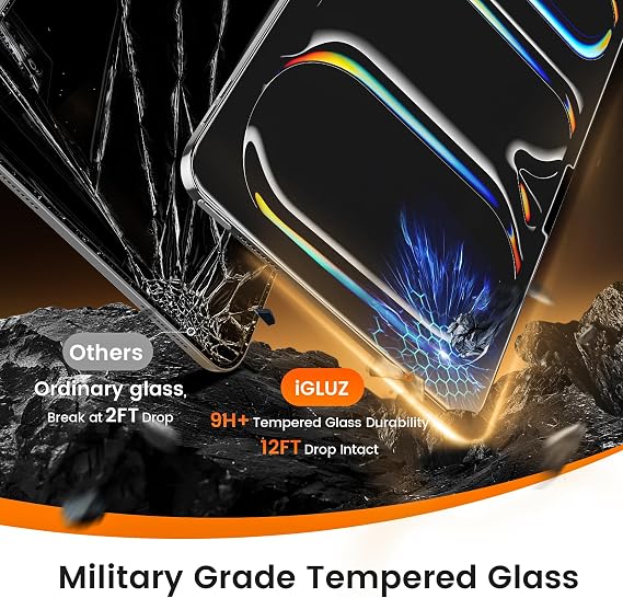 iGluz 2 Pack for iPad Pro 13 inch M5/M4(2025/2024) 9H+ Tempered Glass Screen Protector with Easy-Install Box[12FT Military Grade Shatterproof] Apple Pencil Compatible,HD Clarity,Scratch Resistant