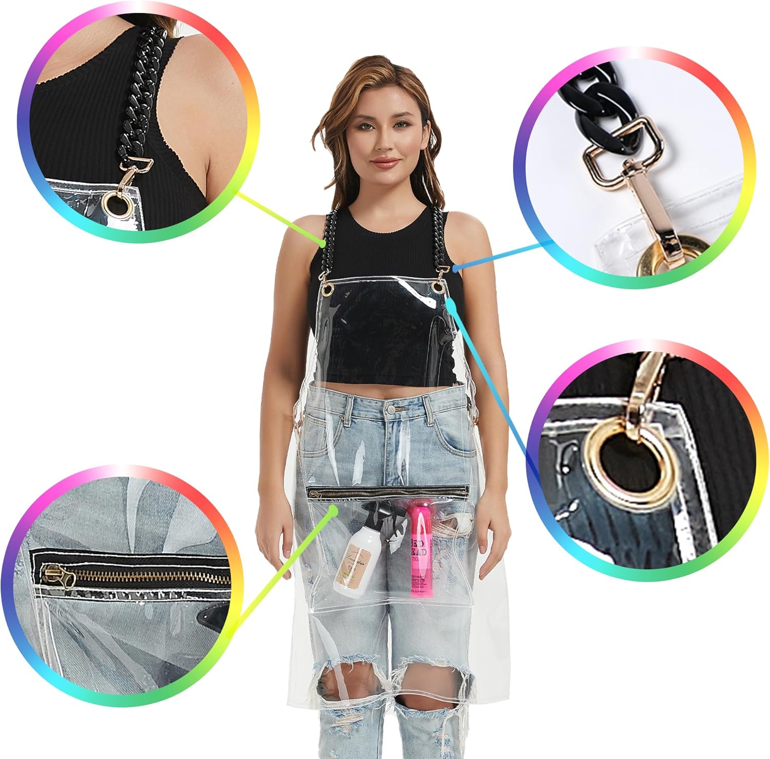 Hair Stylist Apron for Women - Waterproof Barber Nail Tech Apron Hairdresser Hairstylist Salon Aprons with Pocket - Image 4