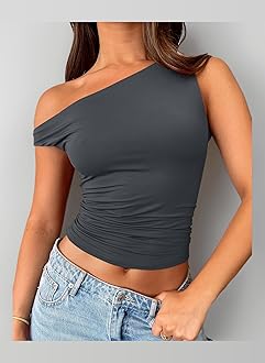 Trendy Queen Womens Summer Off The Shoulder Tops Going Out T Shirts Crop Tank Top Fashion Clothes Spring Outfits 2025