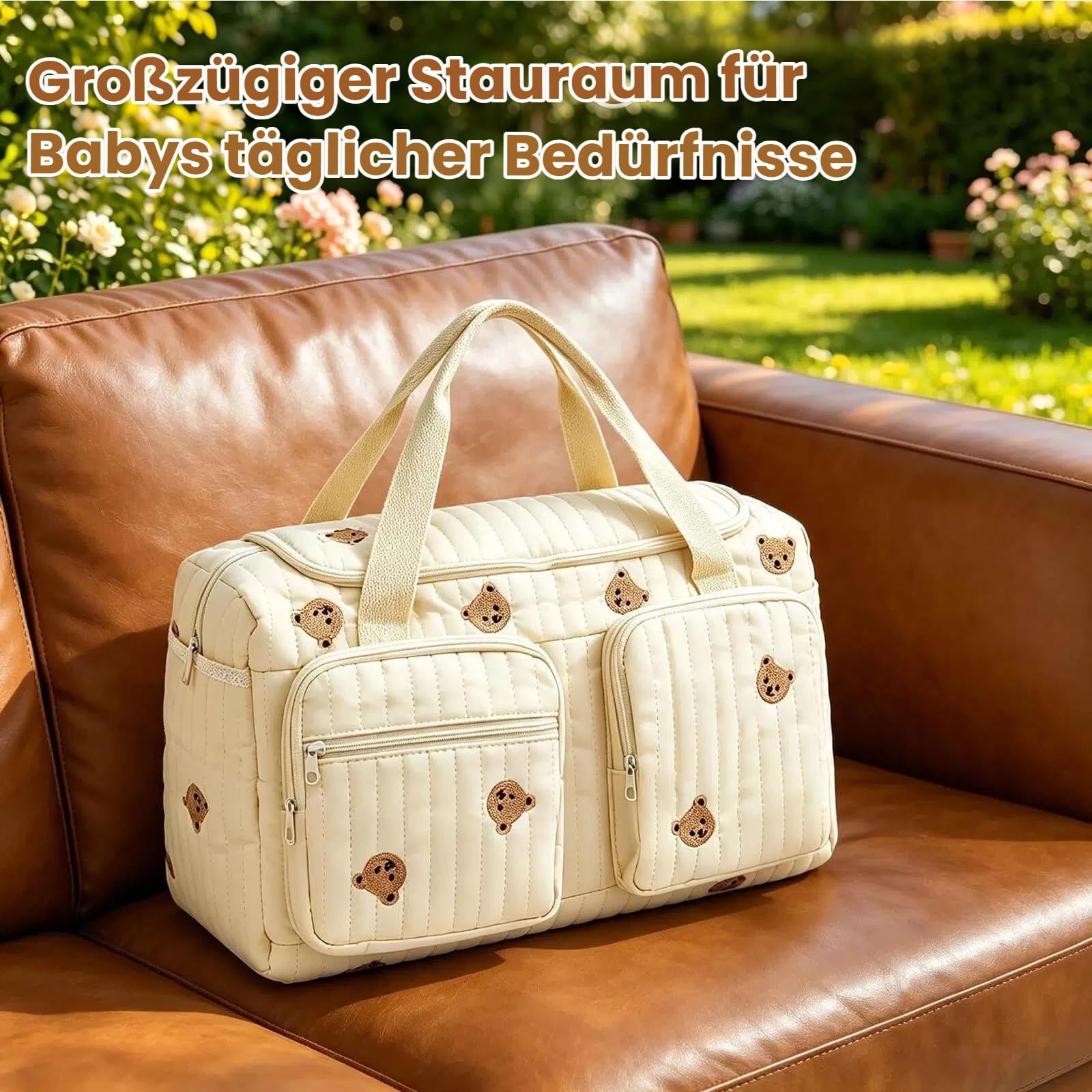 Groß Kliniktasche Geburt 48×26x22 cm Kinderwagen Tasche Wickeltasche Organizer wickelrucksack Reisetasche Mama Tasche Babytasche Lässig Wickelrucksack für Krankenhaus Reisen Kinderwagen