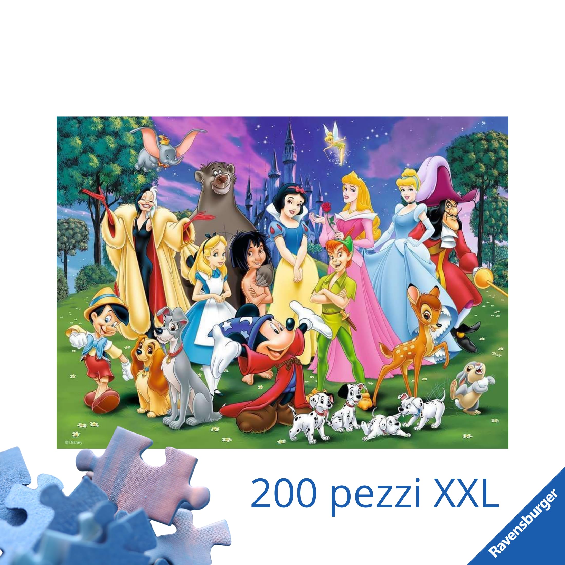 Ravensburger - Puzzle XXL Amici Di Disney | Puzzle 8 Anni In Su | Puzzle Bambini Da 200 Pezzi In Regalo | Regalo Bambino 8 Anni 49 X 36 Cm | Puzzles Ravensburger