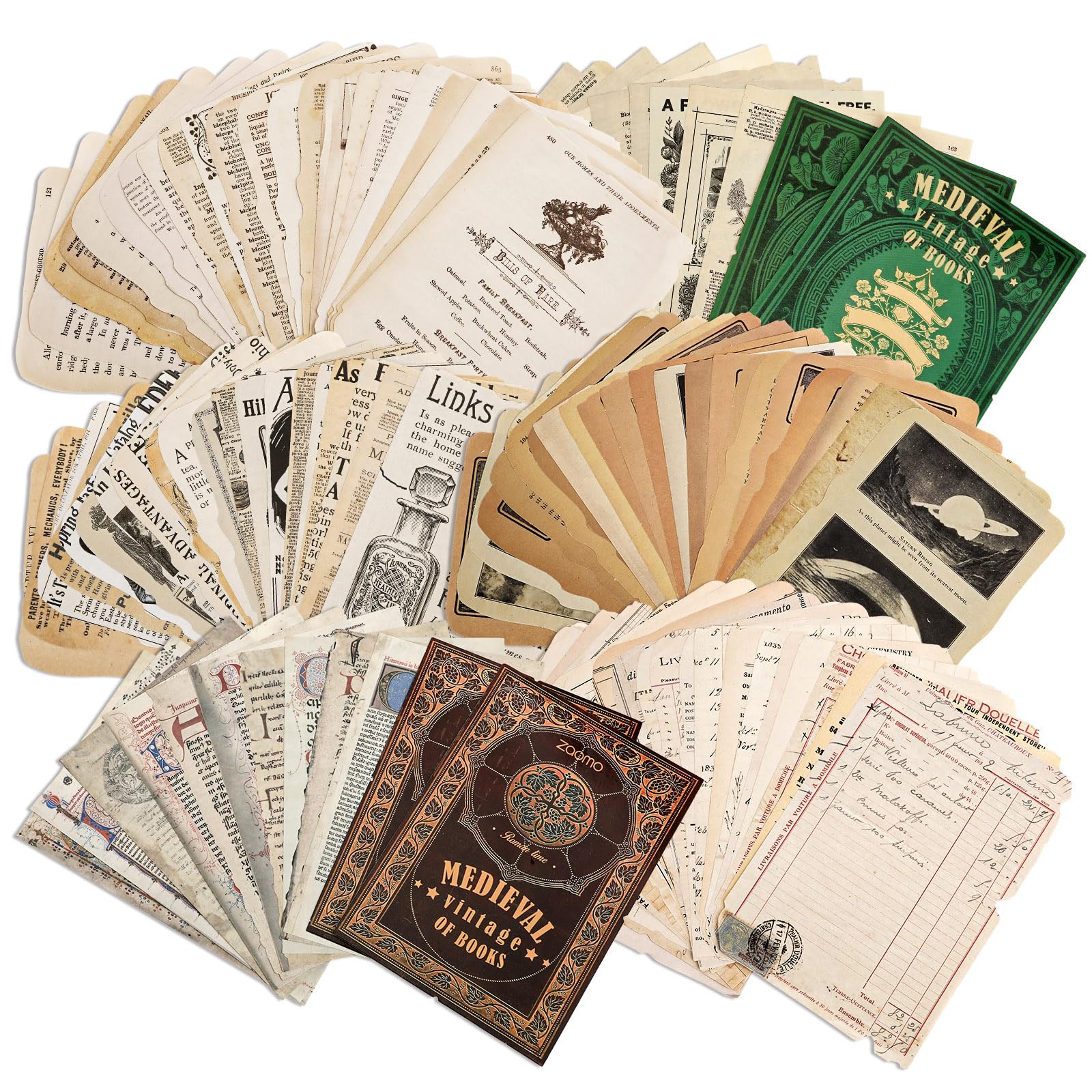 JUNEBRUSHS 120 Sheets Vintage Scrapbooking Paper Journaling Supplies Kit for Writing Drawing Room Decor Aesthetic Vintage Paper for Scrapbook Travel Journal