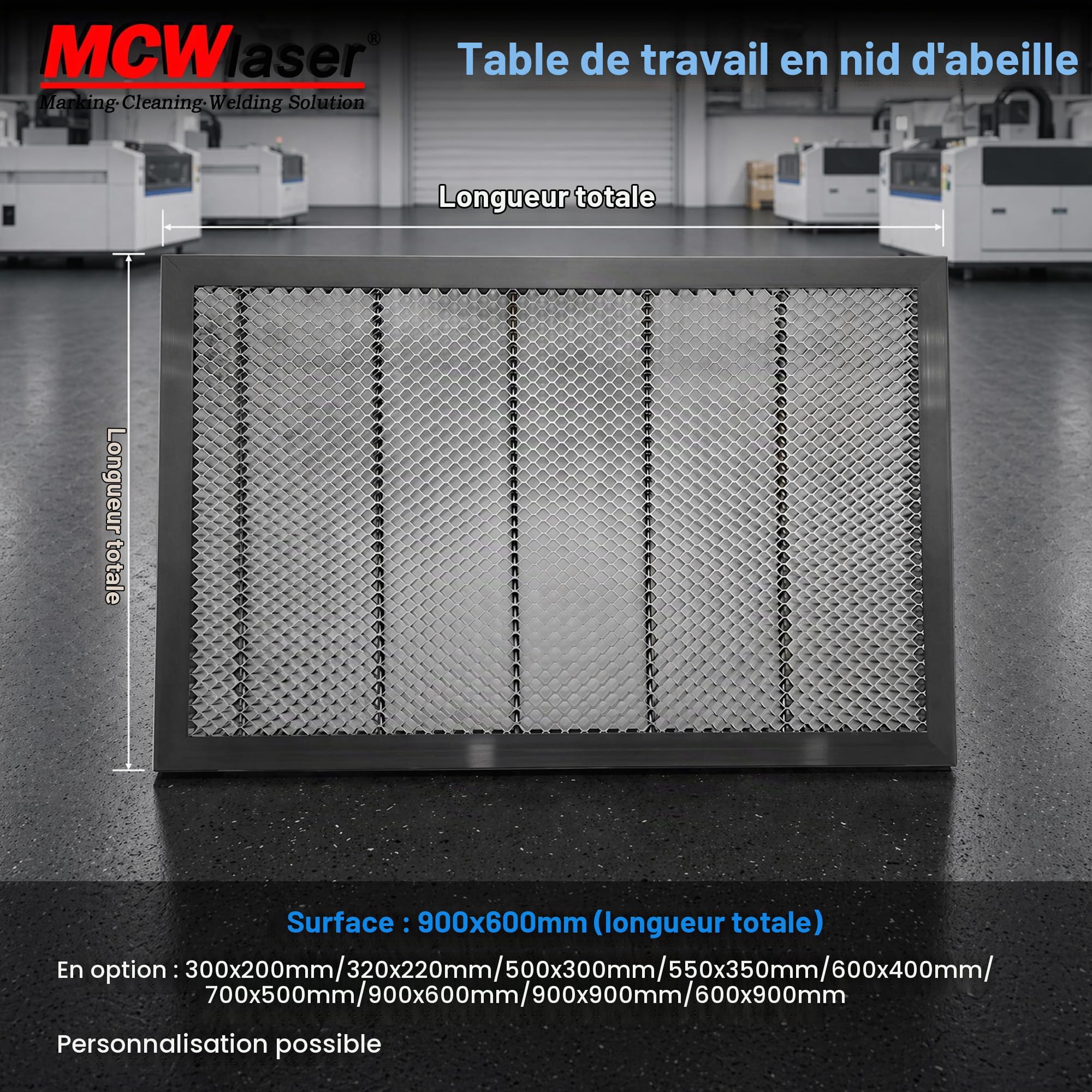 MCWlaser Table en nid d'abeille Laser 900 x 600mm Honeycomb Table pour la Machine de Gravure de découpe de graveur Laser CO2 expédiée d'europe Hors Taxes