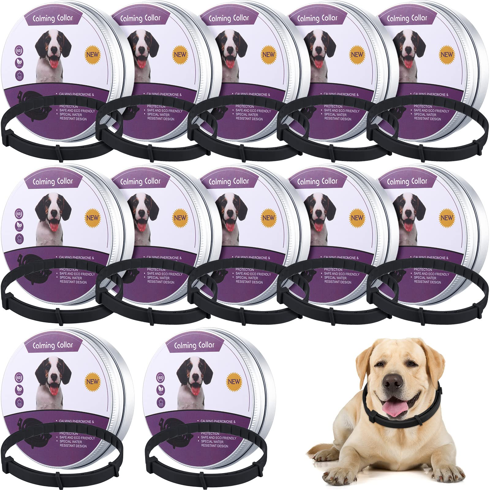 Hillban 12 Pcs Calming Collar for Dogs Anxiety Relief Pheromone Collars