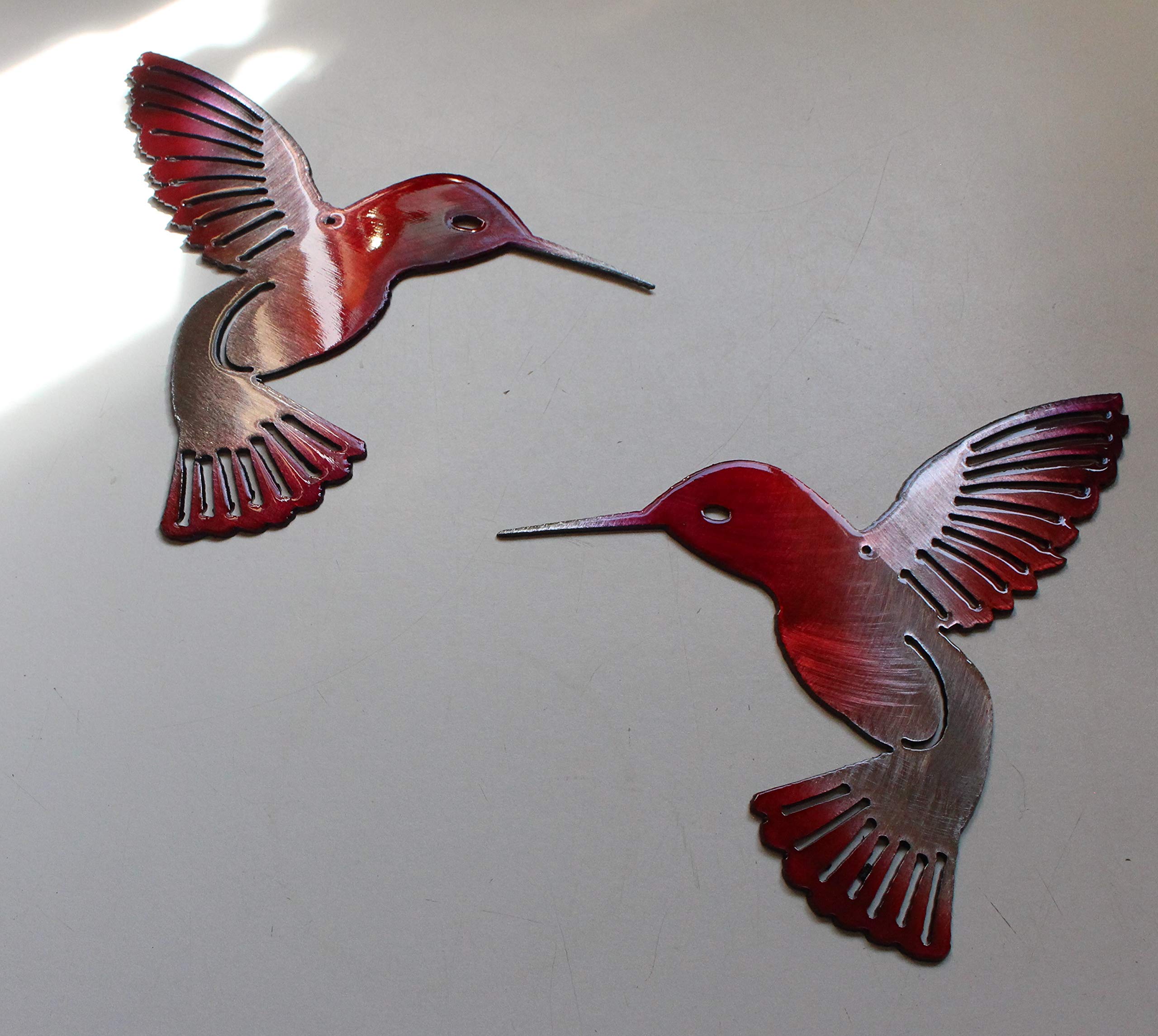 Hummingbird Ruby Pair Metal Wall Art Decor 6