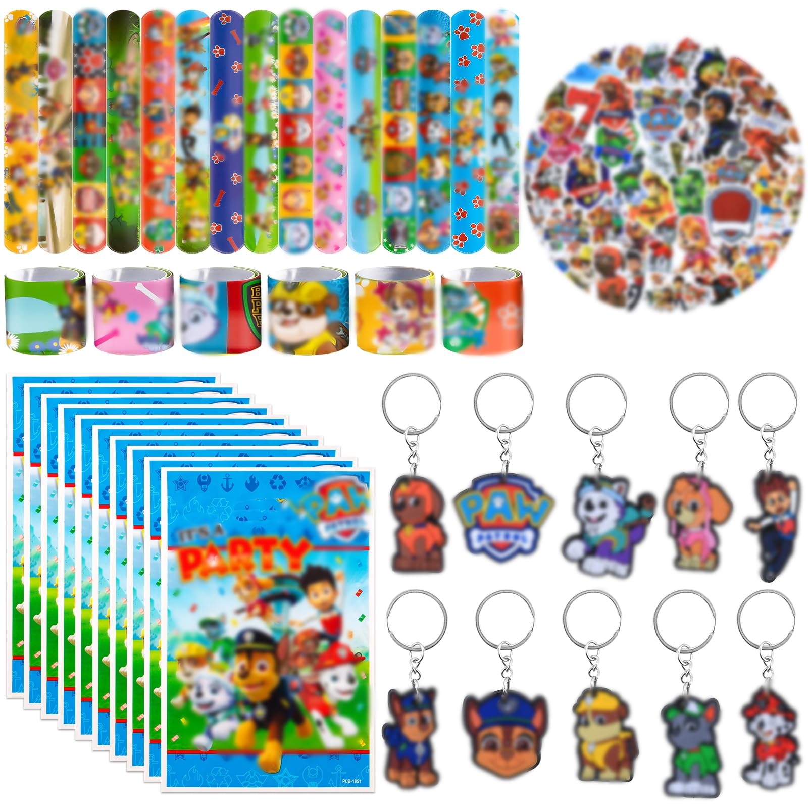 Pianocean Cute Puppy Party Bag Fillers, 85PCS with Slap Bands, Sticker, Keychain, Party Bags, Kids Birthday Party Bag Filler