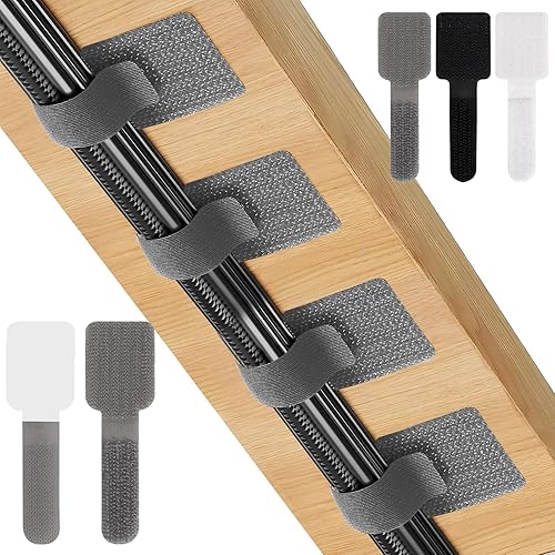 Miniatura 10 de Paquete de 20 bridas de cables autoadhesivas reutilizables grandes, correas ajustables de gancho y bucle para organizar cables de datos, cables,