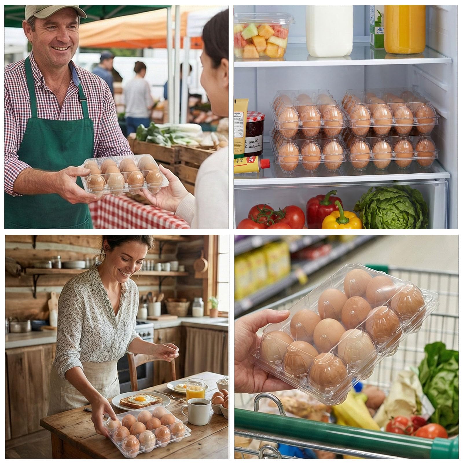 Lot de 50 Boite a Oeufs en Plastique Transparent (12 Alvéoles) - Boite à Oeufs Réutilisable pour Stockage Frigo, Ferme et Marché - Emballage Boite Oeuf Solide avec Fermeture Sécurisée