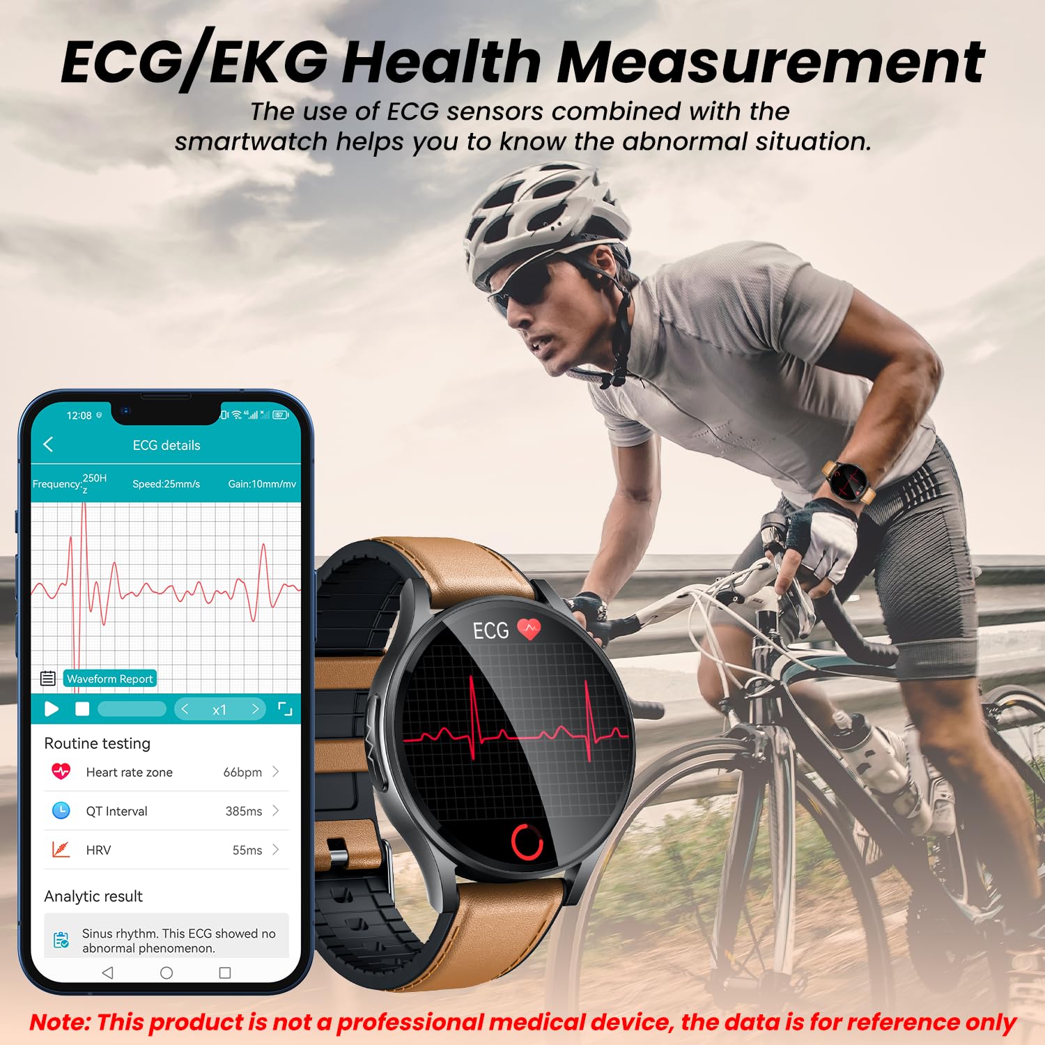Orologio Smartwatch Uomo Cardiofrequenzimetro ECG: Orologi Intelligente 1.43“ AMOLED con HRV Pressione Sanguigna Sonno SpO2 Acido Urico Monitoraggio Sport Smart Watch Compatibile iOS e Android （Pelle）