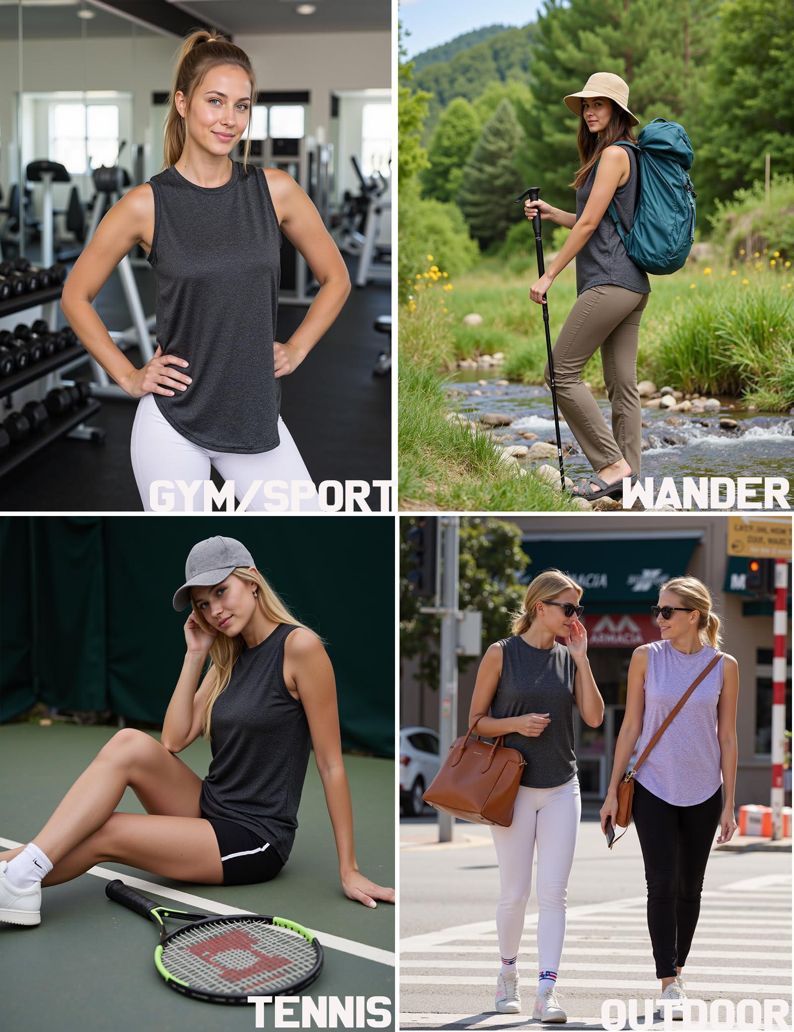 Gyabnw Camiseta de Tirantes Deporte Mujer Camisetas Sin Mangas Ligera Cuello Redondo Top Racerback con Tejido Suave y Cómodo Ideal para Deportes y Entrenamientos