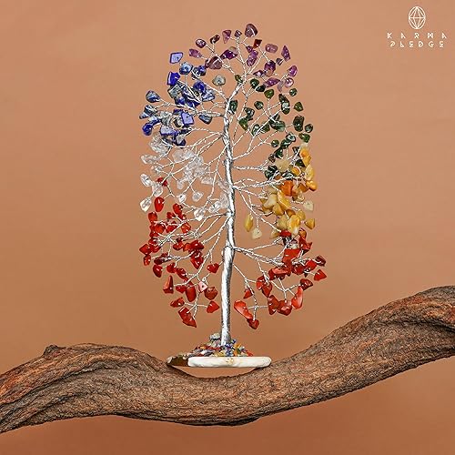 Miniatura 8 de Árbol de la vida de cristal curativo de 7 chakras, decoración del hogar y la oficina, árboles bonsái de dinero Feng Shui para energía positiva,