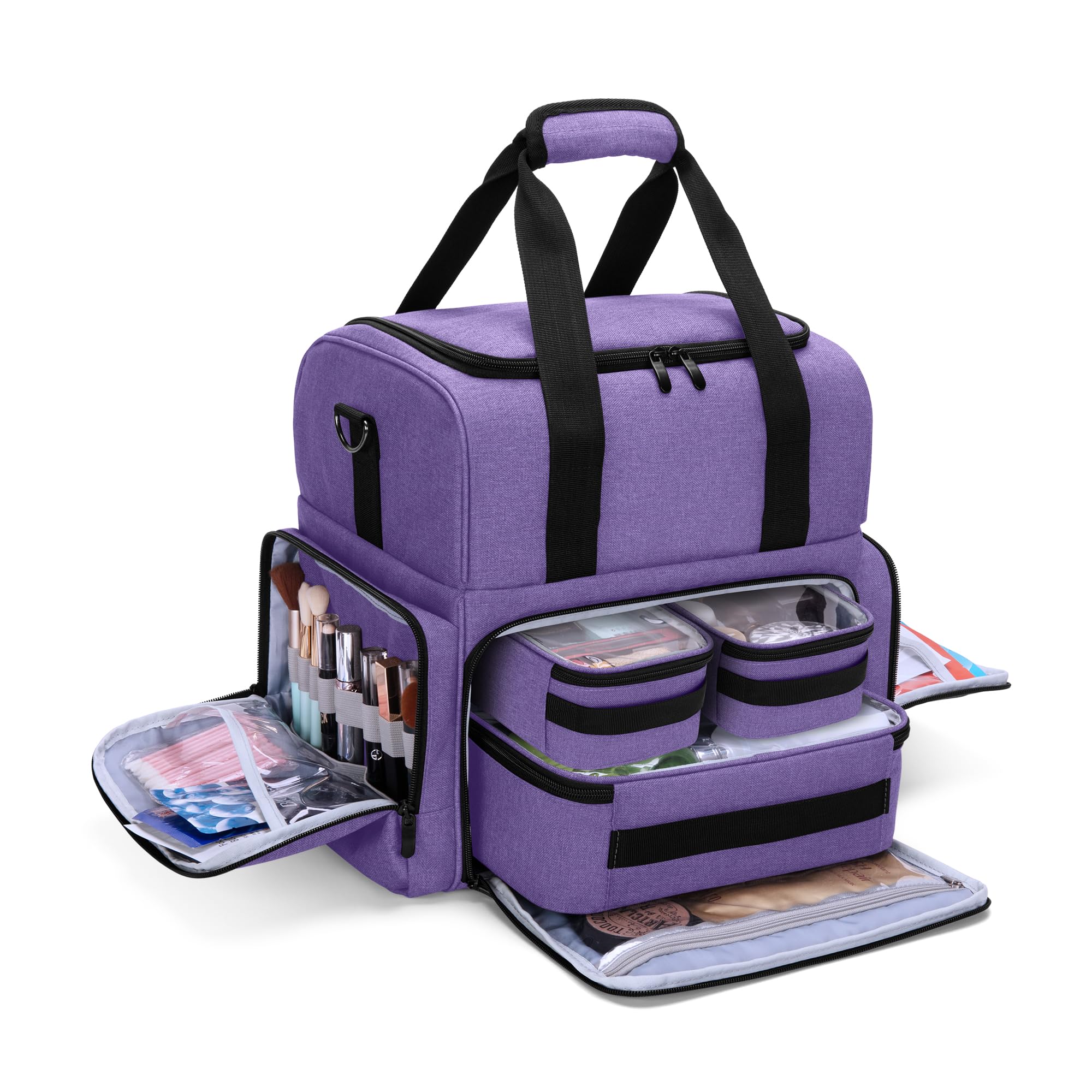 BAFASO 2 Layer Travel Makeup Bag Purple