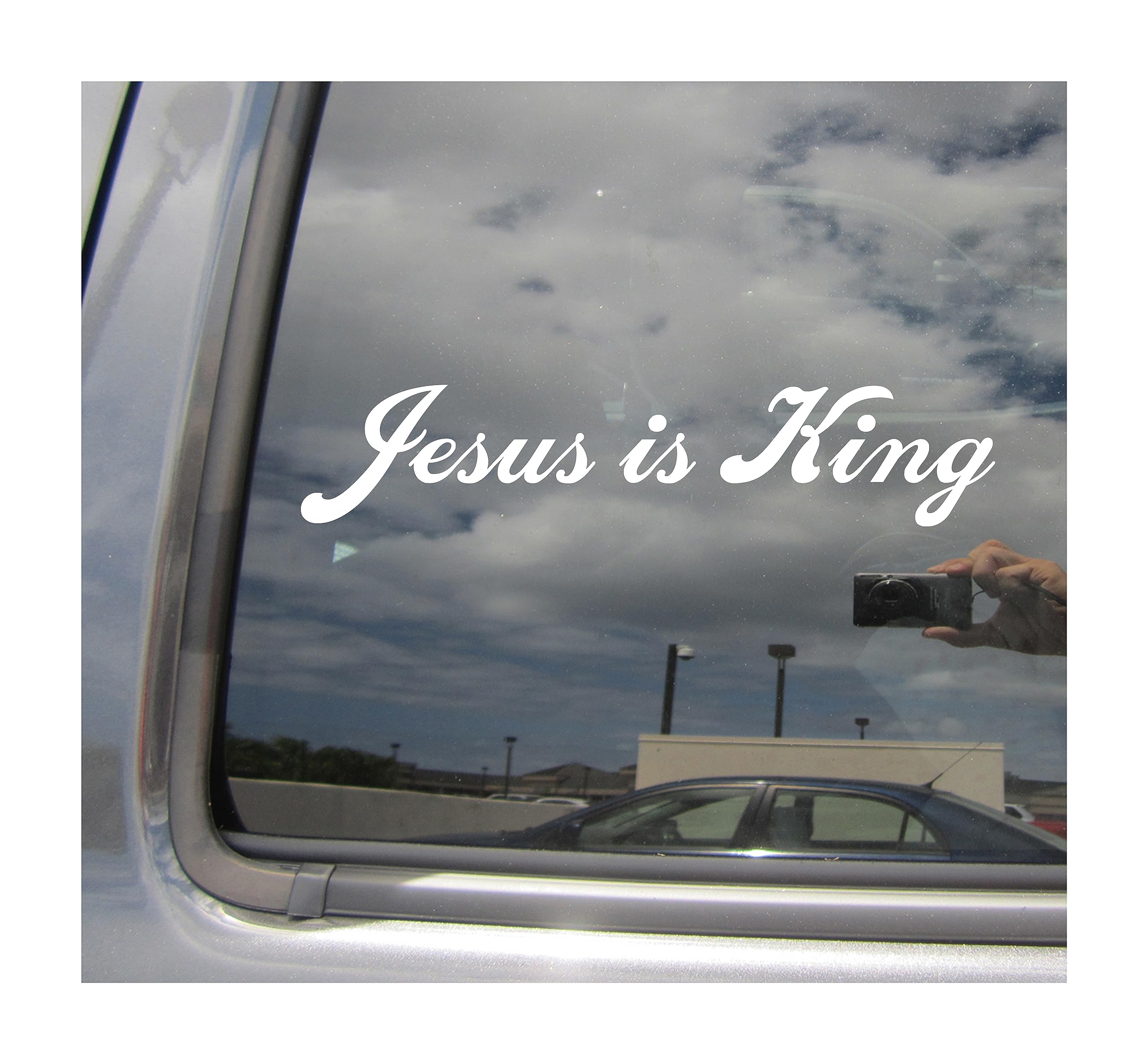 Jesus is King - Christ Christian Catholic Car Truck Van Moped Helmet Hard Hat Auto Automotive Craft Cup Tumbler Laptop Vinyl Decal Bumper Window Wall