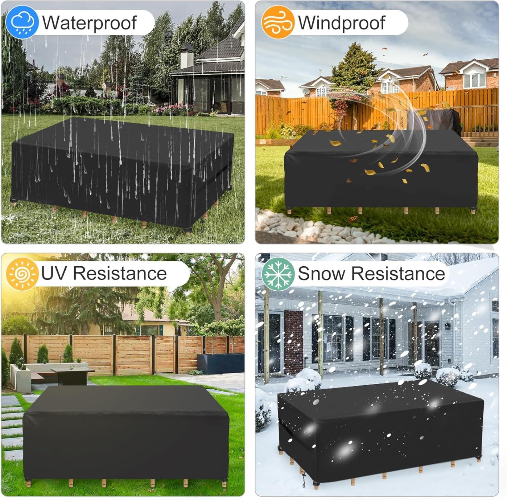 ZUROJ Housse Salon De Jardin 310x60x50cm Couverture De Protection Meubles ​Bâche Salon De Jardin Imperméable Anti-UV 420D Oxford Bache Table Exterieur