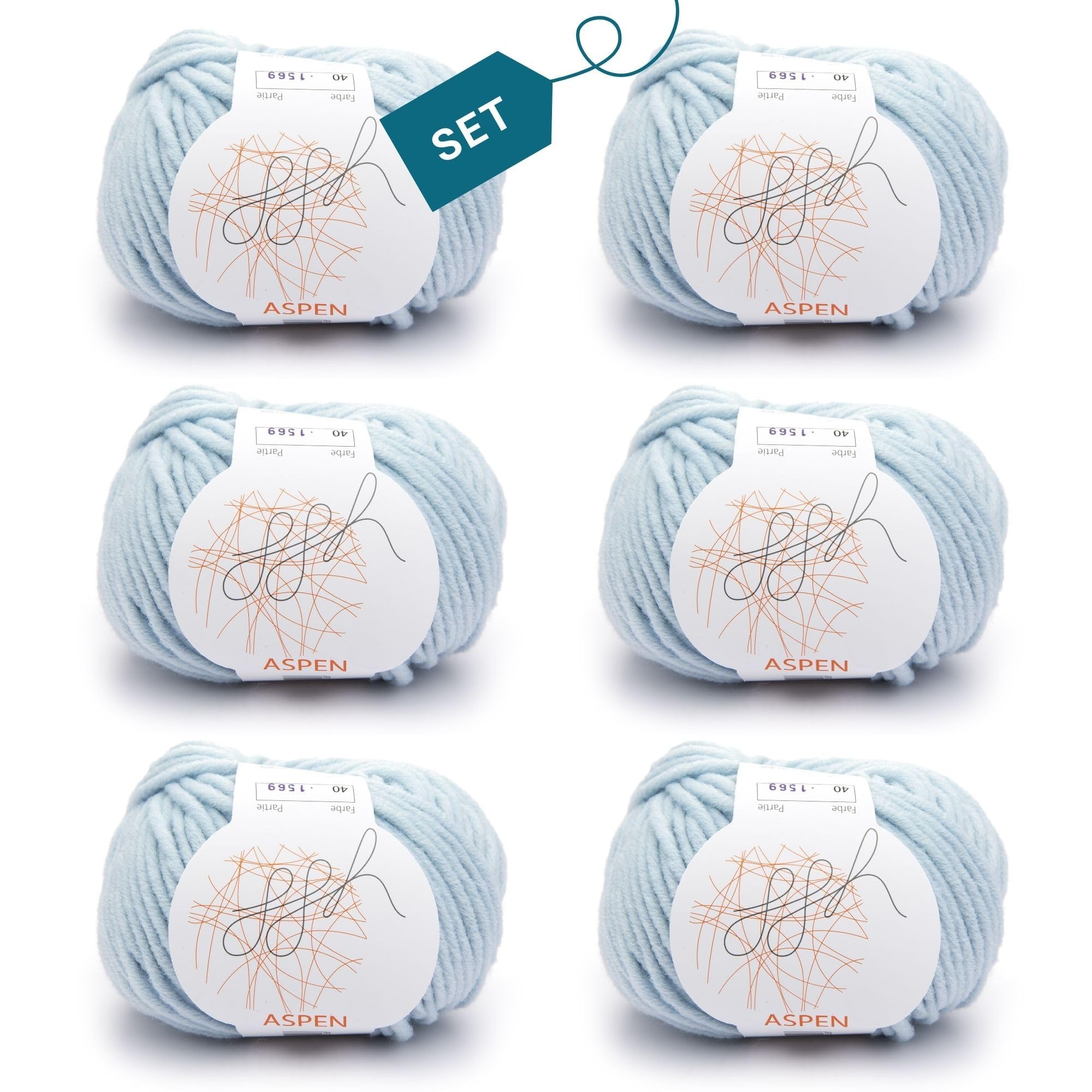 ggh Aspen Box - dicke Merinowolle Mischung - 6x50g Knäuel (insgesamt 300g) - zum Stricken oder Häkeln Farbe 040 - Silberblau