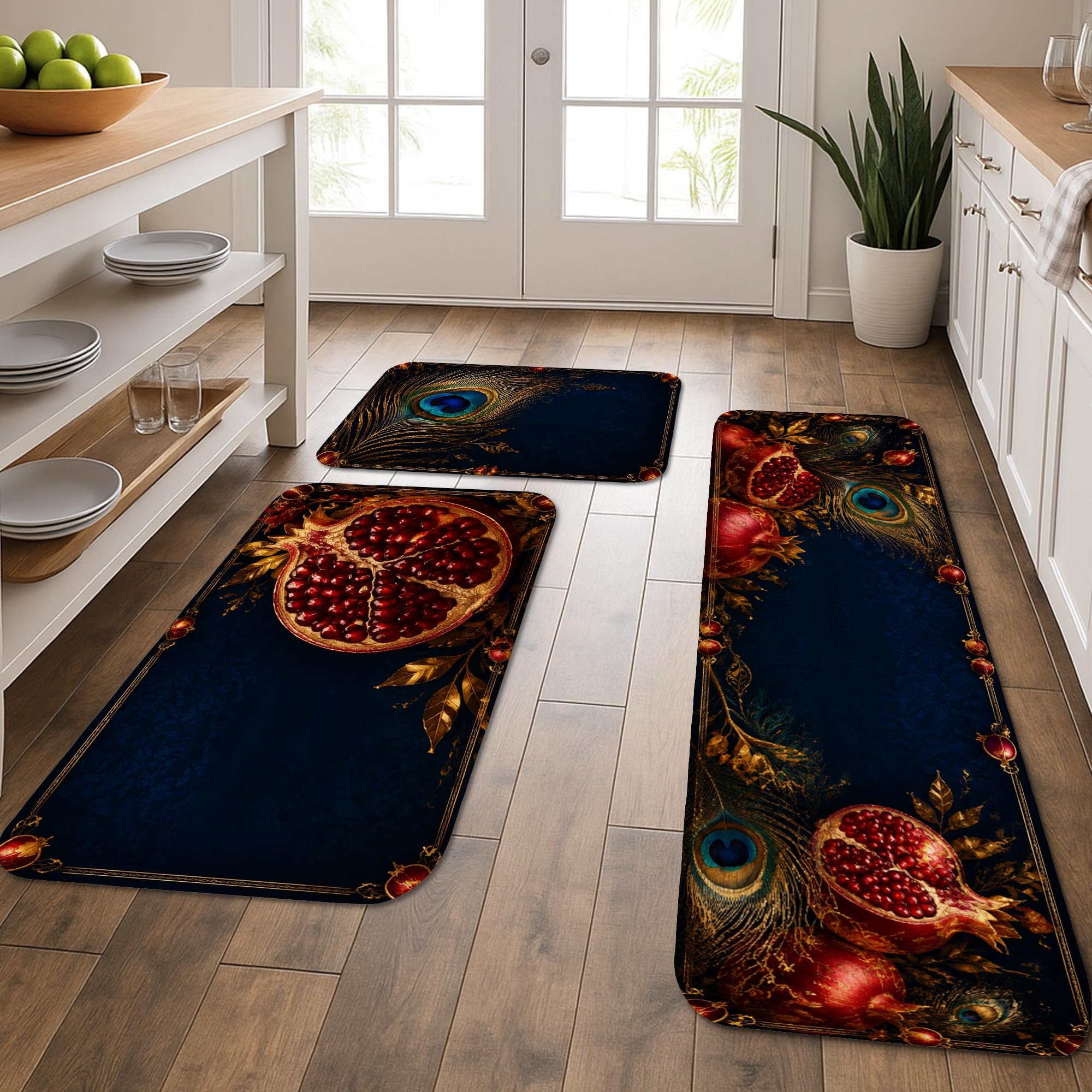 Tapis de cuisine doux vintage floral, lot de 3 tapis de sol lavables pour maison